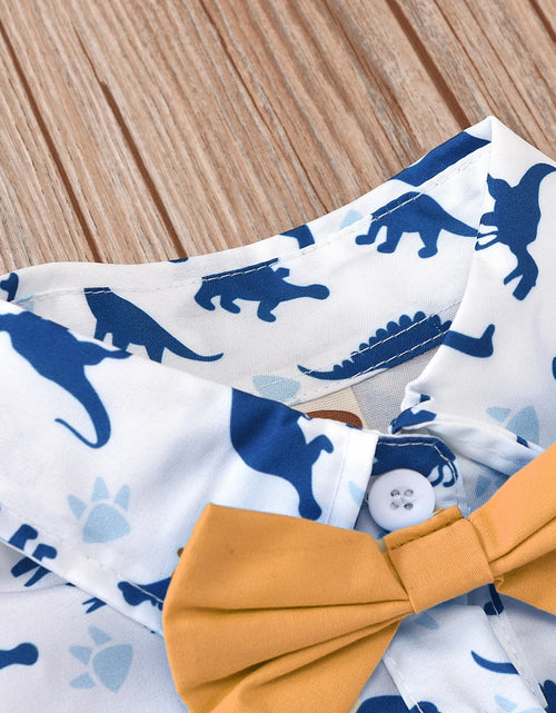 Load image into Gallery viewer, Summer Toddler Boys Dinosaur Printed Clothes Suit with Handsome Hat Bow for Baby Kids Fashion Short-Sleeved Newborn Romper Set
