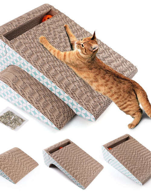 Load image into Gallery viewer, Cat Scratcher Cardboard, 2 in 1, Removable Corrugate Cat Scratching Pad with Catnip&amp;Ball
