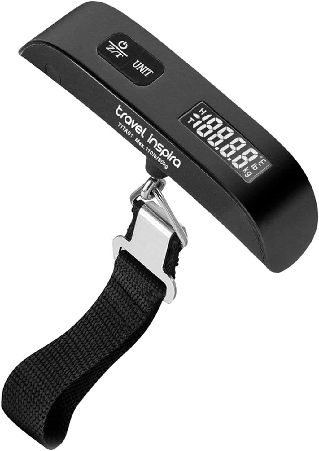 Luggage Scale, Portable Digital Hanging Baggage Scale for Travel, Suitcase Weight Scale with Rubber Paint, 110 Pounds, Battery Included - Black