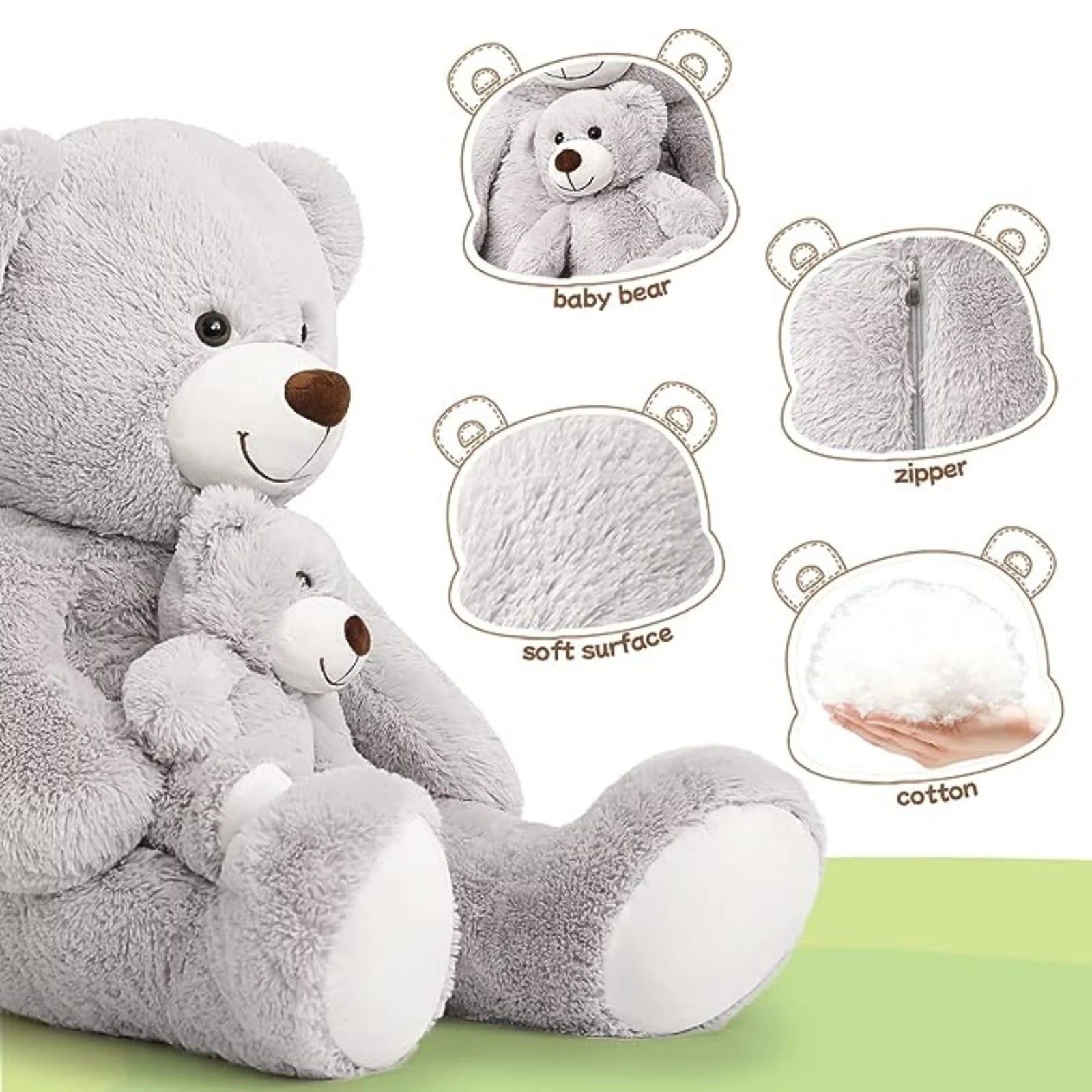 39" Giant Teddy Bear Mommy and Baby Soft Plush Bear Stuffed Animal