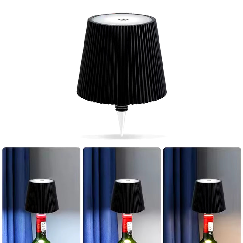 Wireless Bottle Table Lamp Touch Control of 3 Colors and Stepless Dimming Night Lamp Suitable for Bar Wine Bottles Desk Lights