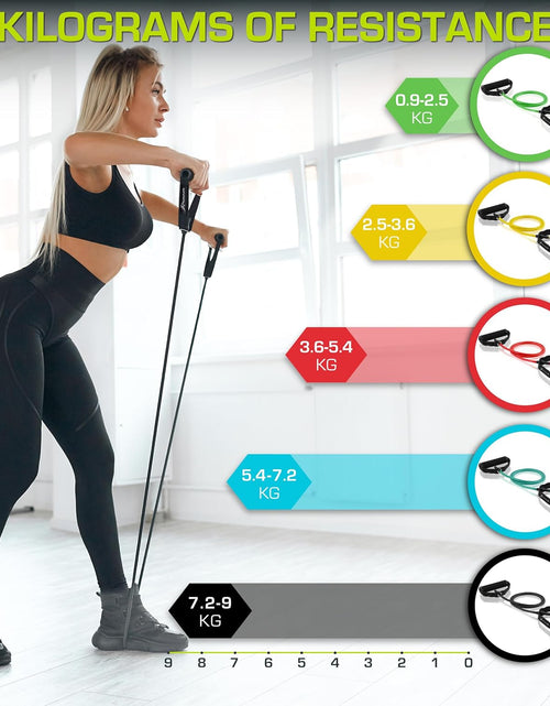 Load image into Gallery viewer, Prosource Fit Premium Heavy Duty Double Dipped Latex Stackable Resistance Band with Door Anchor and Exercise Chart
