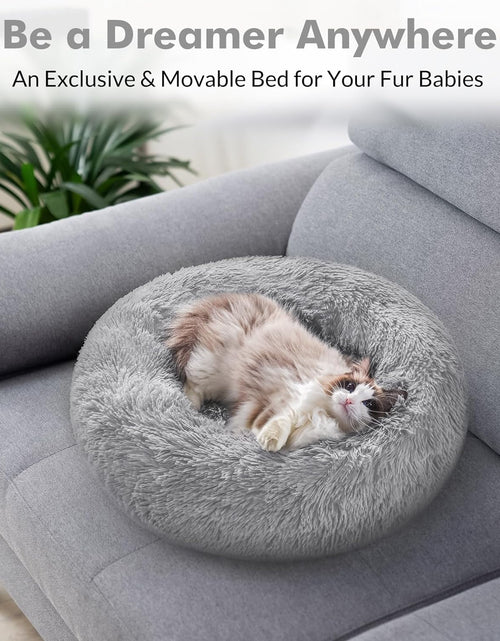 Load image into Gallery viewer, Cat Bed for Indoor Cats, Fluffy round Self Warming Calming Soft Plush Donut Cuddler Cushion Pet Bed for Small Dogs Kittens, 20 Inches
