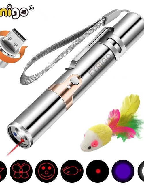 Load image into Gallery viewer, Cat Laser Pointer Toy Rechargeable,Interactive Toy for Cat Kitten Dog with a Mouse Toy,Silver
