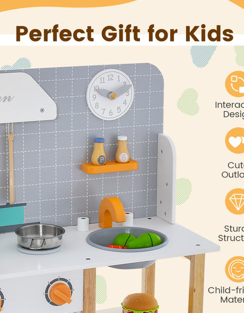 Load image into Gallery viewer, Wooden Toddler Pretend Kitchen Set with Cookware Accessories for Boys and Girls
