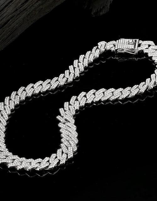 Load image into Gallery viewer, Junvirtuous Cuban Link Chain Mens Iced Out Miami Cuban Necklace Silver/Gold Hip
