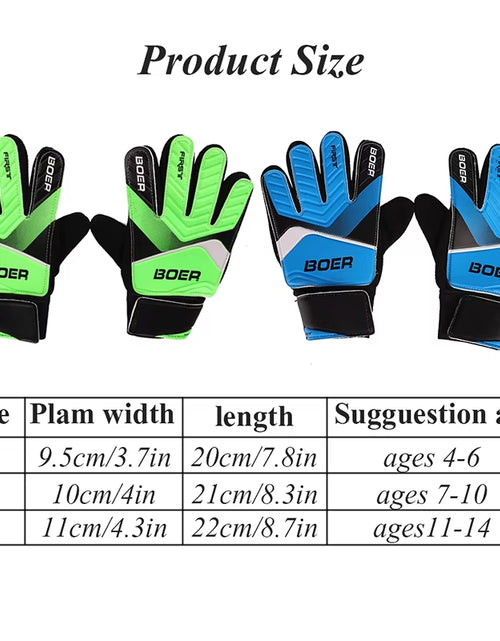 Load image into Gallery viewer, 1Pair Children Anti-Slip Gloves Professional Soccer Goalkeeper Gloves Finger Protection Thickened Latex Football Gloves for Kids
