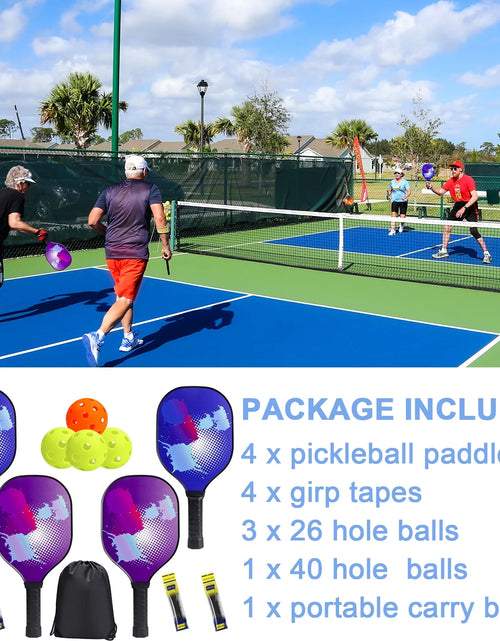 Load image into Gallery viewer, Pickleball Paddles Set Pickleball Rackets with 4 Wood Pickleball Paddles, 4 Pickleball Balls, 4 Grip Tape &amp; Carry Bag, Pickleball Gifts
