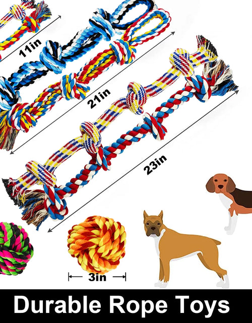 Load image into Gallery viewer, Large Dog Chew Toys for Aggressive Chewers, 12 Pack Indestructible Dog Rope Toys for Large Breeds, Heavy Duty Dental Cotton Rope Dog Toys, Puppy Teething Chew Toys, Tug of War Dog Toy
