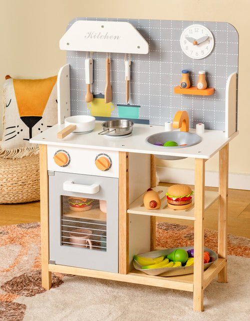 Load image into Gallery viewer, Wooden Toddler Pretend Kitchen Set with Cookware Accessories for Boys and Girls
