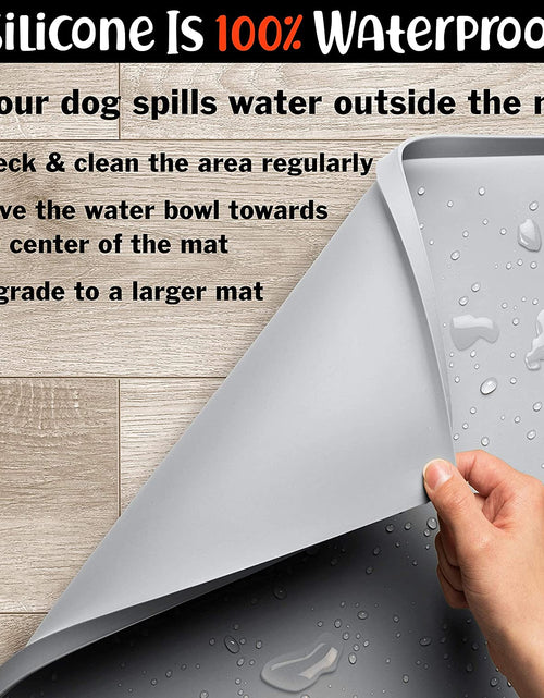 Load image into Gallery viewer, Dog Food Mat - Waterproof Dog Mat for Dog Bowls, Silicone Mat for Dog Food and Water Bowl, Rubber Dog Bowl Mat with Edges, Nonslip Pet Food Mat, Dog Feeding Mat (Large: 24&quot;X16&quot;, Mist)
