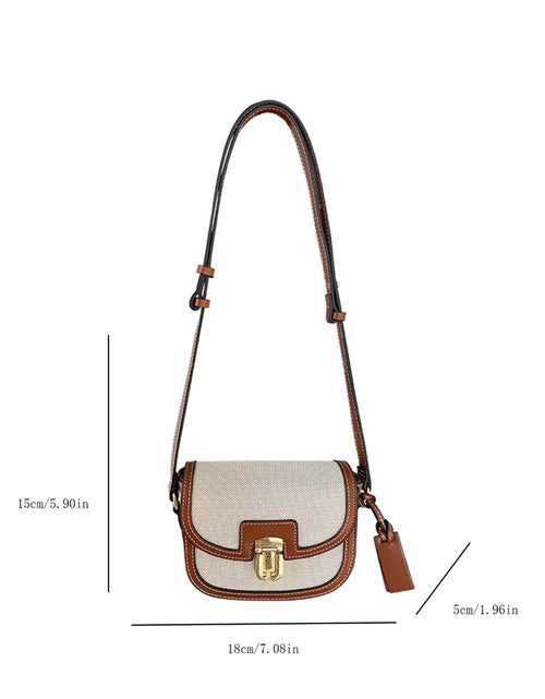 Load image into Gallery viewer, 2023 New Small Style Contrast Panel Canvas Retro One Shoulder Crossbody Saddle Bag
