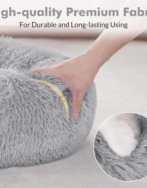 Load image into Gallery viewer, Cat Bed for Indoor Cats, Fluffy round Self Warming Calming Soft Plush Donut Cuddler Cushion Pet Bed for Small Dogs Kittens, 20 Inches
