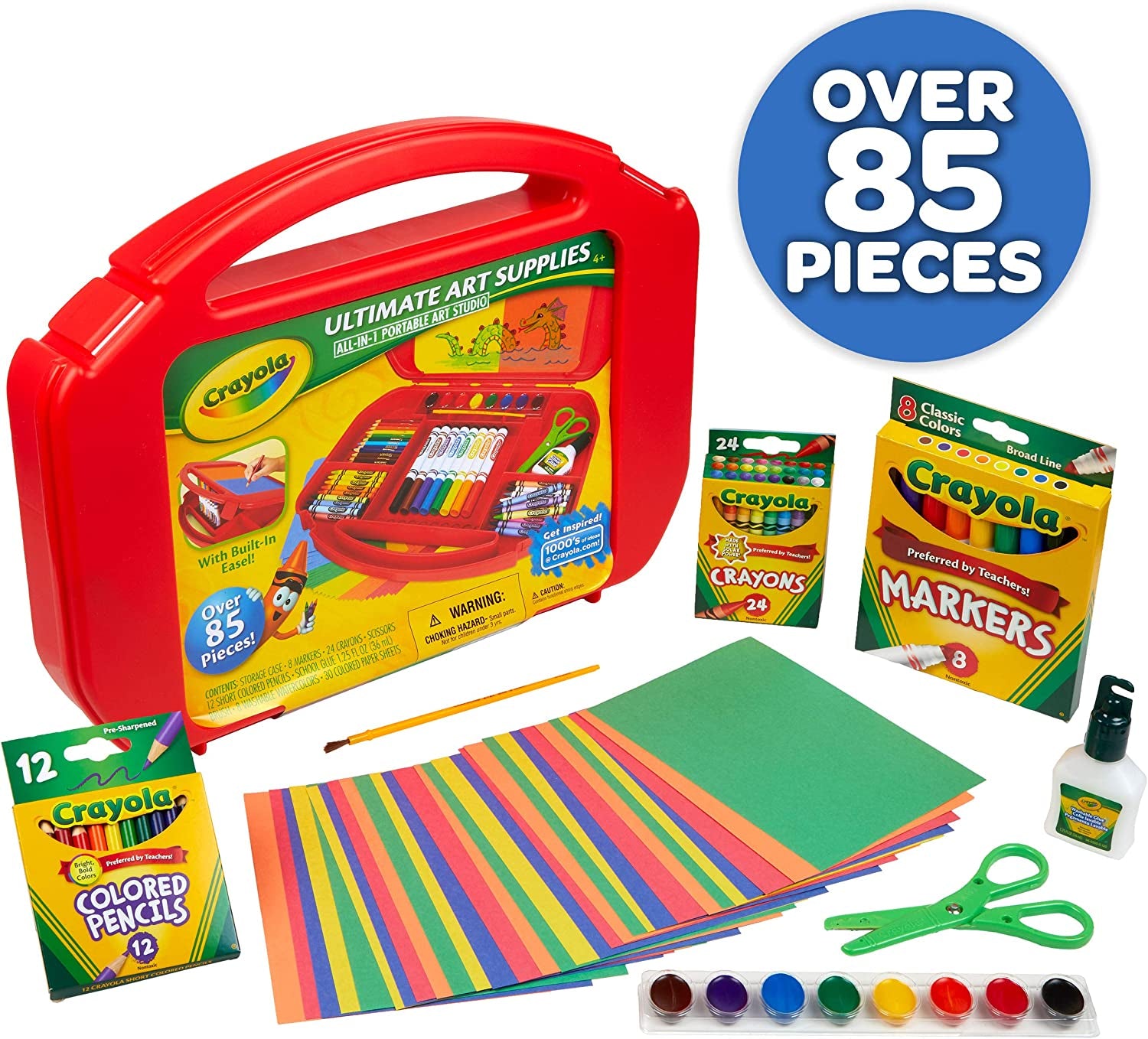 Ultimate Art Case with Easel, 85 Pieces, Gift for Kids Multicolor, 12 1/4" X 15 3/4" X 2 1/4"