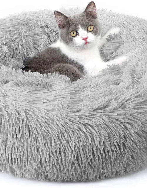 Load image into Gallery viewer, Cat Bed for Indoor Cats, Fluffy round Self Warming Calming Soft Plush Donut Cuddler Cushion Pet Bed for Small Dogs Kittens, 20 Inches
