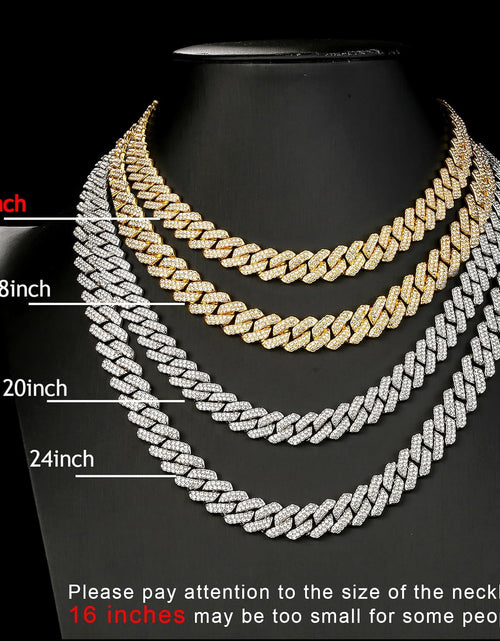 Load image into Gallery viewer, Junvirtuous Cuban Link Chain Mens Iced Out Miami Cuban Necklace Silver/Gold Hip
