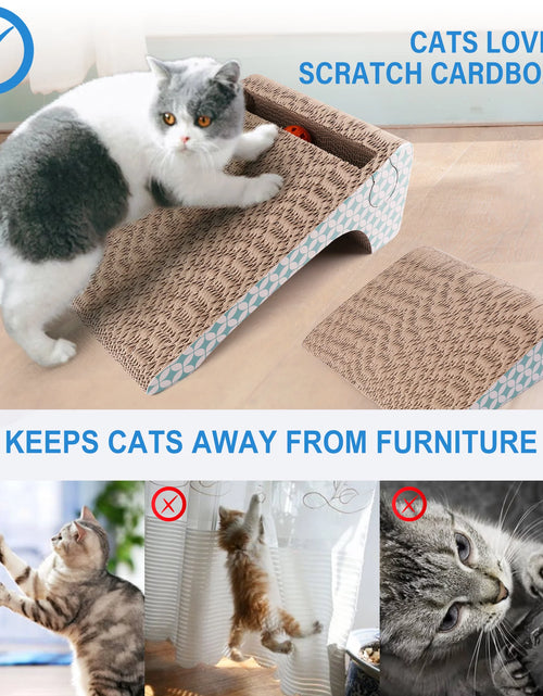 Load image into Gallery viewer, Cat Scratcher Cardboard, 2 in 1, Removable Corrugate Cat Scratching Pad with Catnip&amp;Ball
