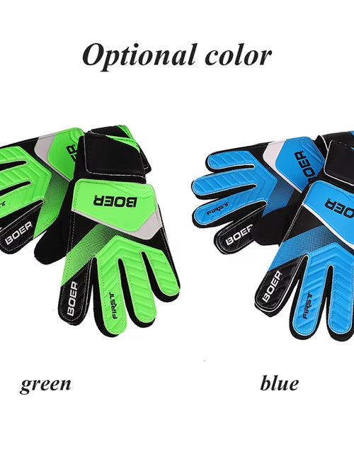 Load image into Gallery viewer, 1Pair Children Anti-Slip Gloves Professional Soccer Goalkeeper Gloves Finger Protection Thickened Latex Football Gloves for Kids
