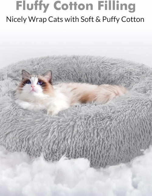 Load image into Gallery viewer, Cat Bed for Indoor Cats, Fluffy round Self Warming Calming Soft Plush Donut Cuddler Cushion Pet Bed for Small Dogs Kittens, 20 Inches
