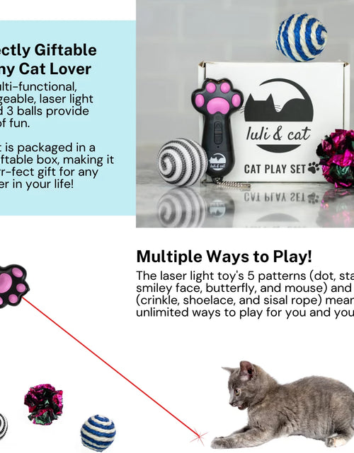 Load image into Gallery viewer, Cat Laser Toy | USB Rechargeable Laser Light Toy for Indoor Cats | Gift Set for Cat Lovers with Laser Cat Toy and Interactive Cat Toys
