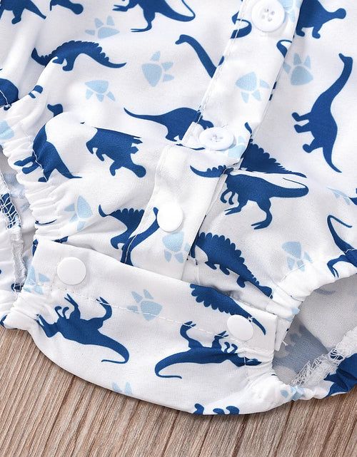 Load image into Gallery viewer, Summer Toddler Boys Dinosaur Printed Clothes Suit with Handsome Hat Bow for Baby Kids Fashion Short-Sleeved Newborn Romper Set
