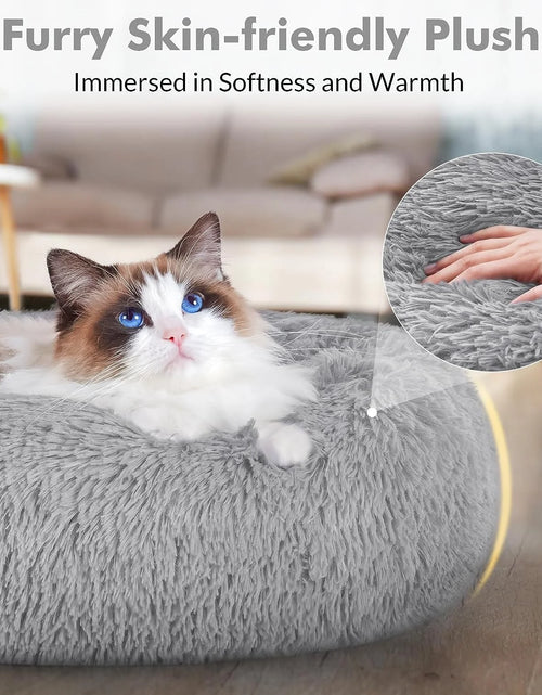 Load image into Gallery viewer, Cat Bed for Indoor Cats, Fluffy round Self Warming Calming Soft Plush Donut Cuddler Cushion Pet Bed for Small Dogs Kittens, 20 Inches
