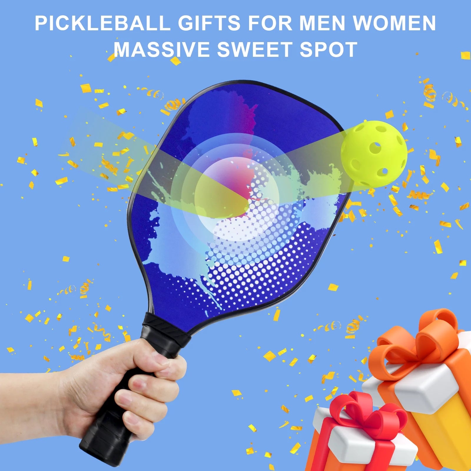 Pickleball Paddles Set Pickleball Rackets with 4 Wood Pickleball Paddles, 4 Pickleball Balls, 4 Grip Tape & Carry Bag, Pickleball Gifts