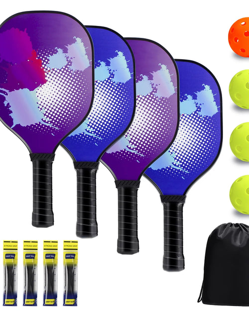 Load image into Gallery viewer, Pickleball Paddles Set Pickleball Rackets with 4 Wood Pickleball Paddles, 4 Pickleball Balls, 4 Grip Tape &amp; Carry Bag, Pickleball Gifts
