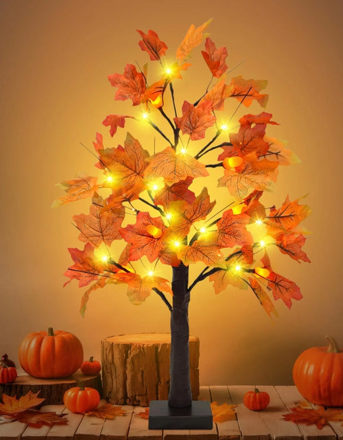 Load image into Gallery viewer, 25&quot; Artificial Autumn Light Maple Tree 24 LED Table Lights Battery Wedding Party Fall Decorations for Home Thanksgiving
